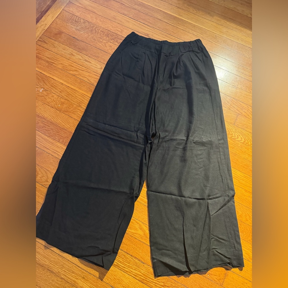 Stateside Black Wide-Leg Linen Elastic Waist